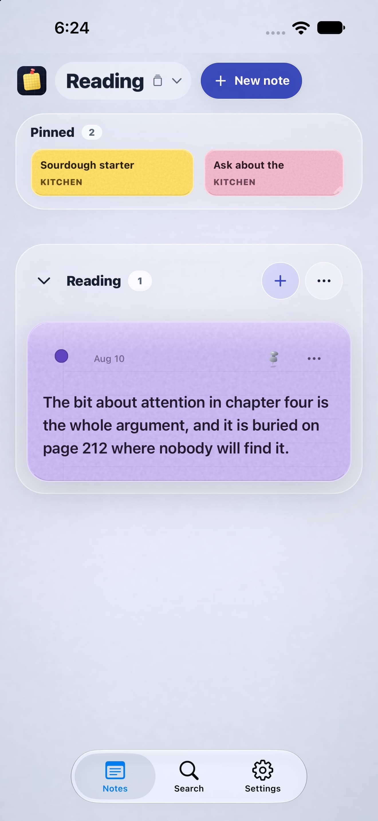 A Reading place in Ambient Notes on iPhone